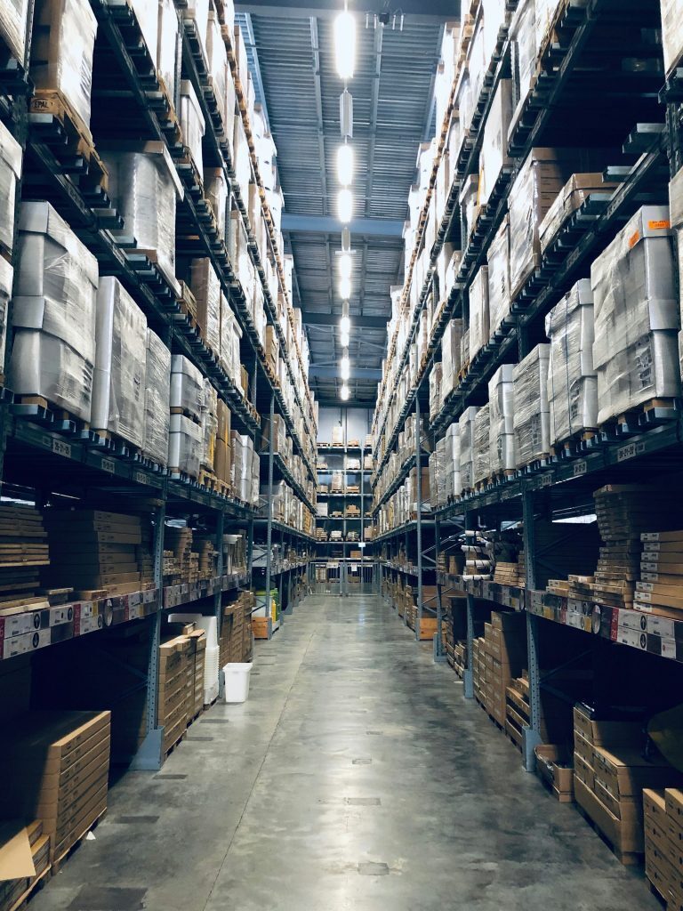 Warehouse aisle with heavy-duty racking